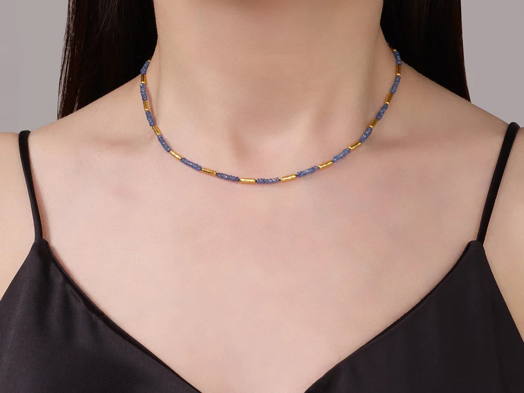 Gurhan Vertigo Sapphire Beaded Necklace in 24K Yellow Gold