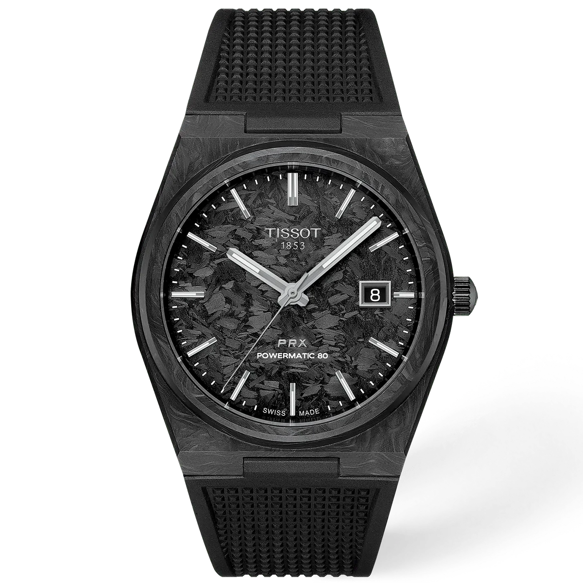 Tissot PRX Powermatic Black Carbon Dial Watch T1379079720100
