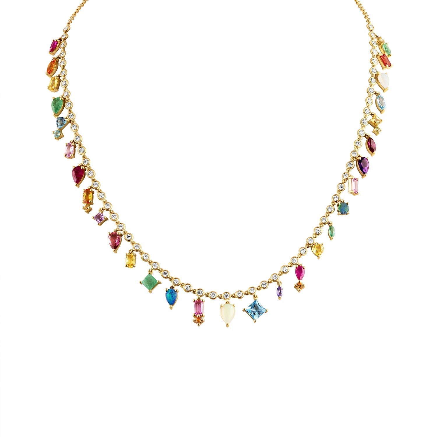 Eden Presley Rainbow Diamond Collar Necklace in 14K Yellow Gold