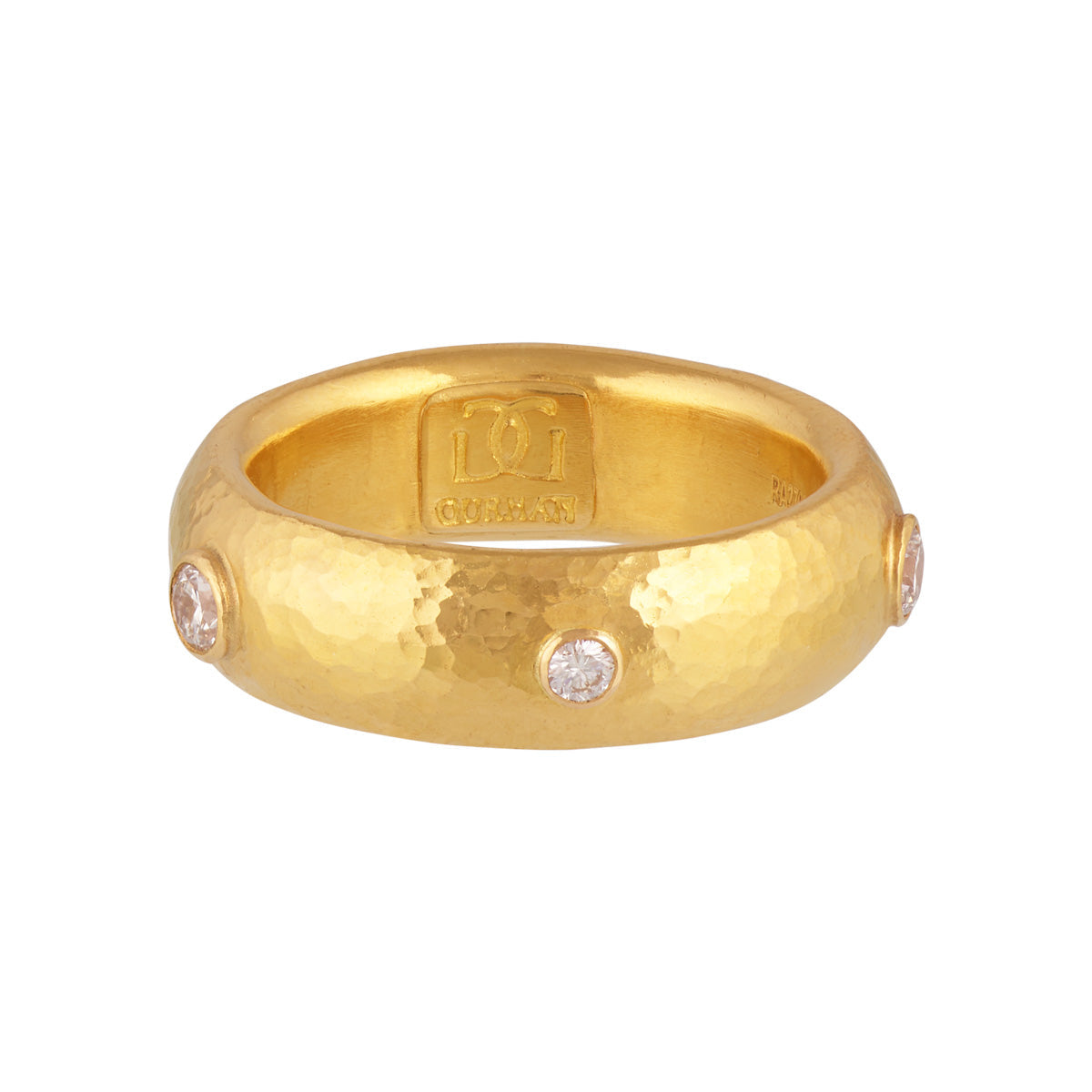 Gurhan Hoopla Diamond Band Ring in 24K Yellow Gold, Size 6.5