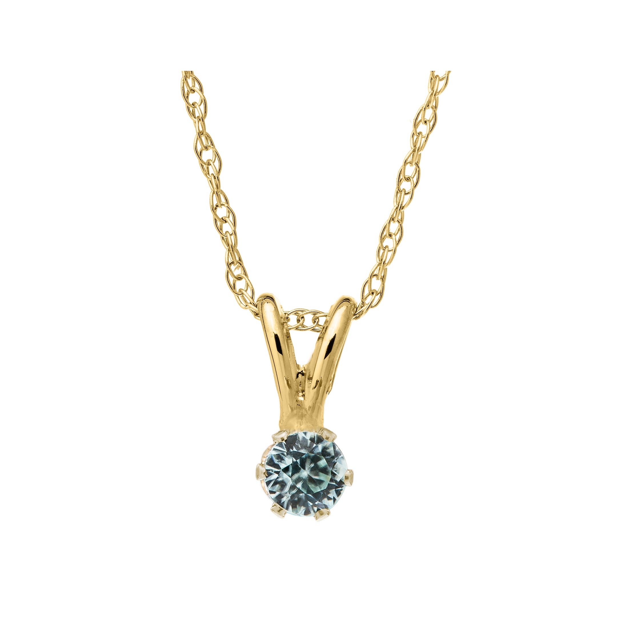 Children's Aquamarine Necklace in 14K Yellow Gold