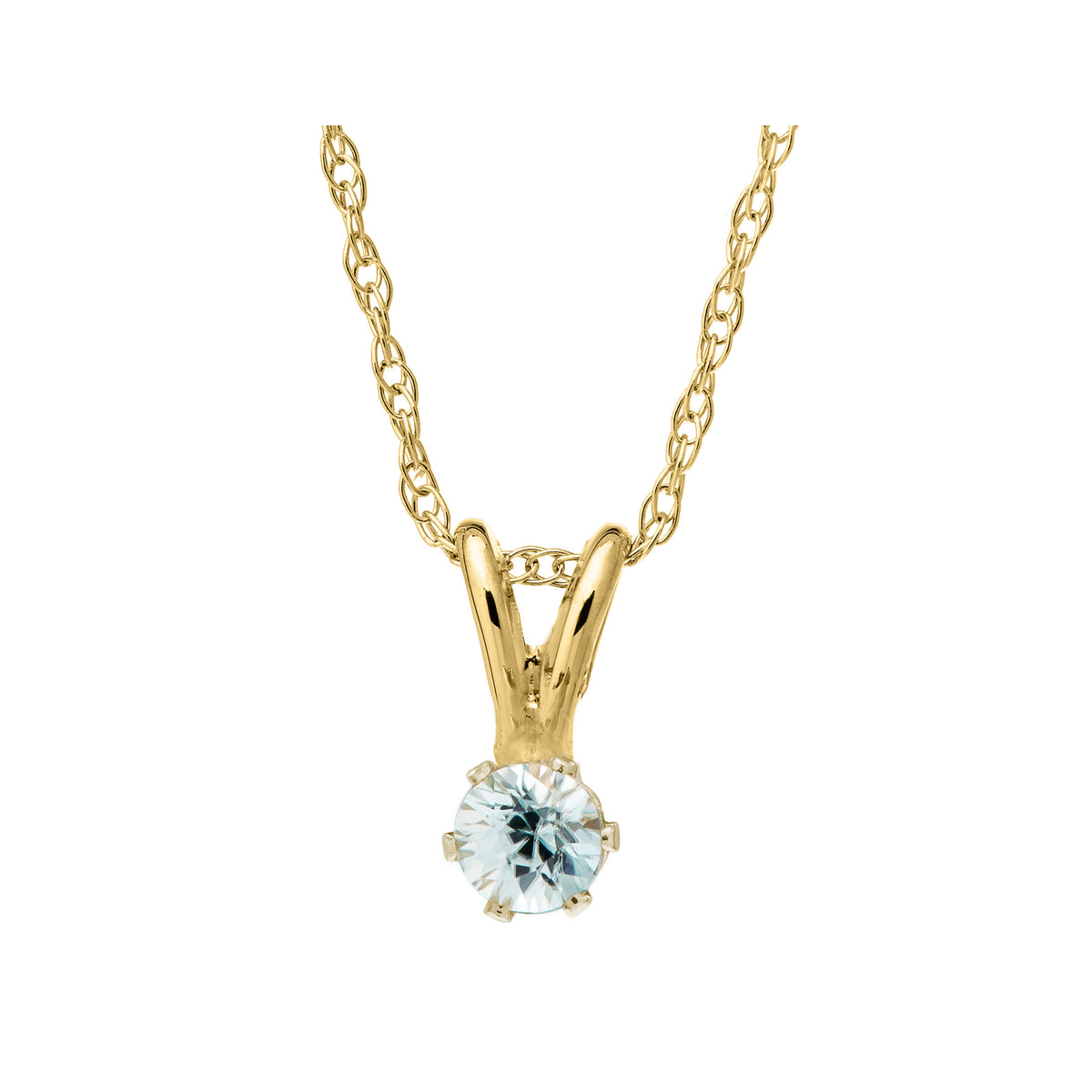 Children's Blue Zircon Necklace in 14K Yellow Gold