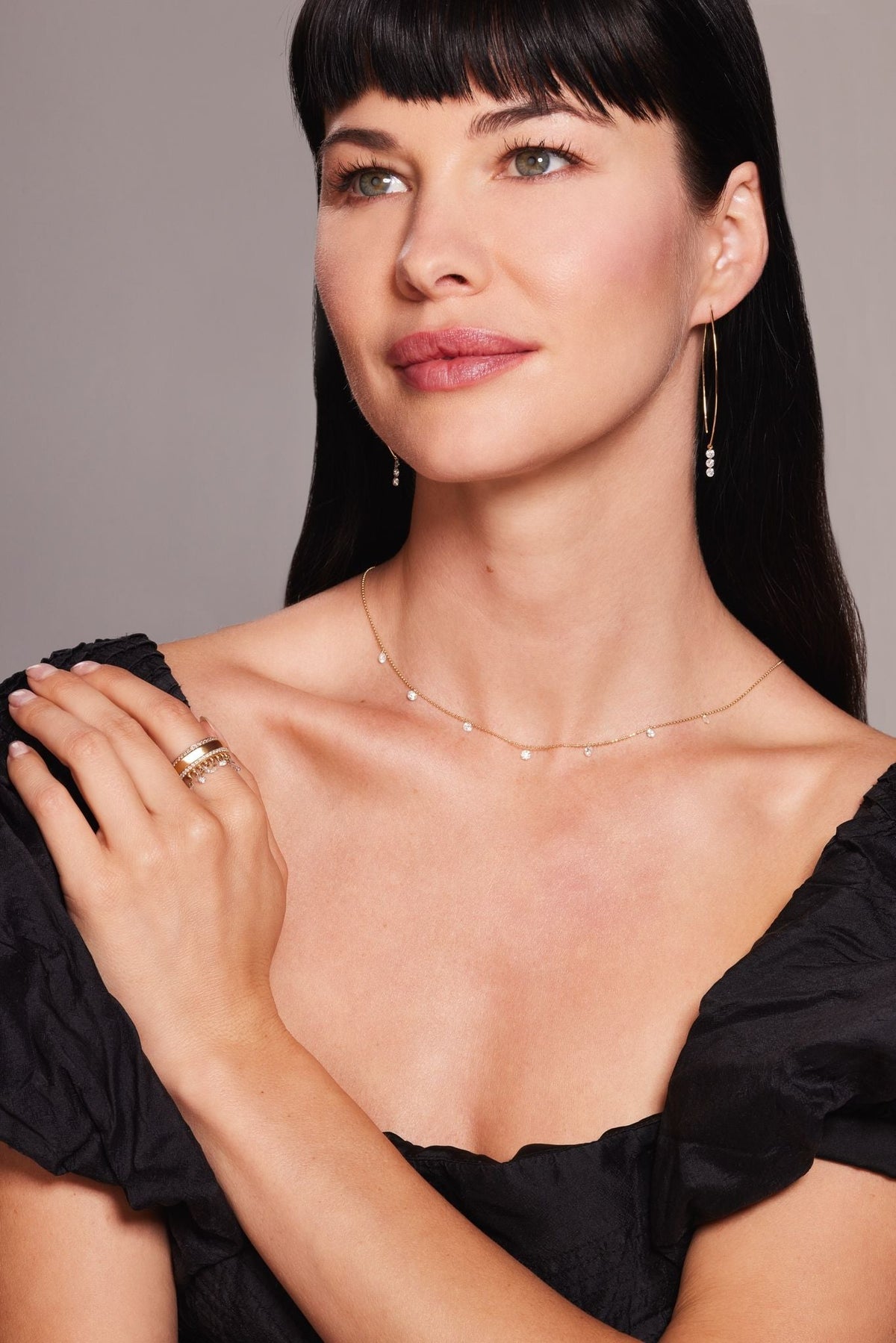 Graziela Small Floating Diamond Necklace in 18K Yellow Gold