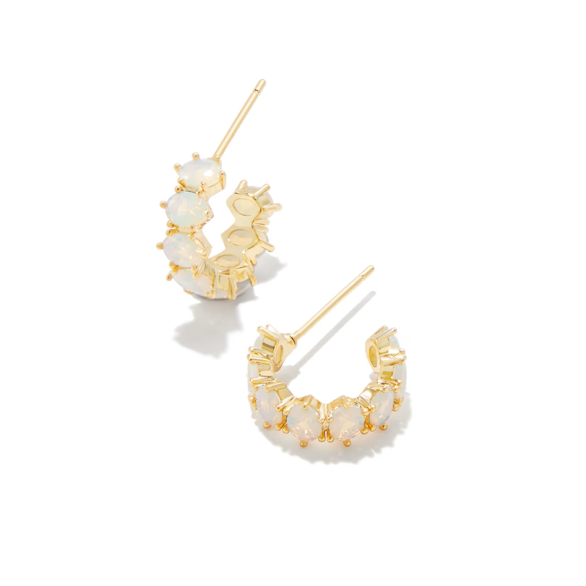 Kendra Scott Calin Crystal Huggie Hoops in Champagne Opal