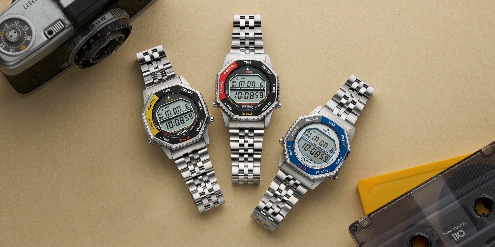 Seiko Essentials Rotocall Digital Black & Yellow Bezel Watch SMGG17