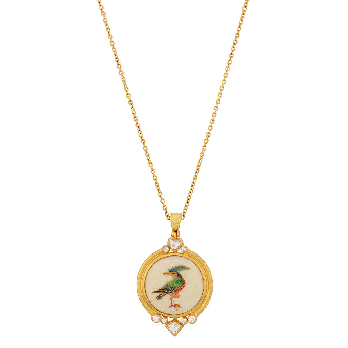 Gurhan Antiquities Satsuma Diamond Pendant Necklace in 24K Yellow Gold