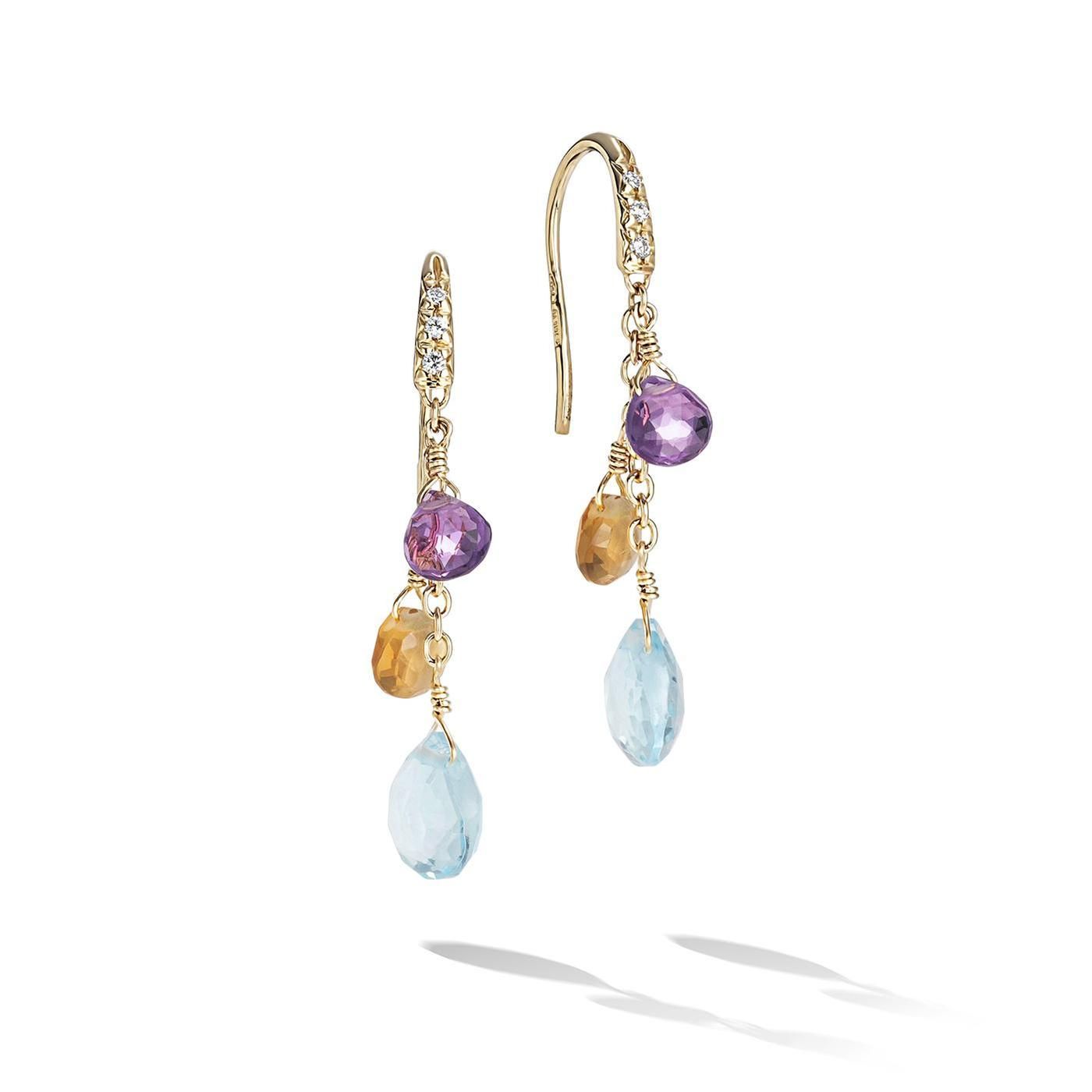 Marco Bicego Paradise Mixed Gemstone Drop Earrings in 18K Yellow Gold