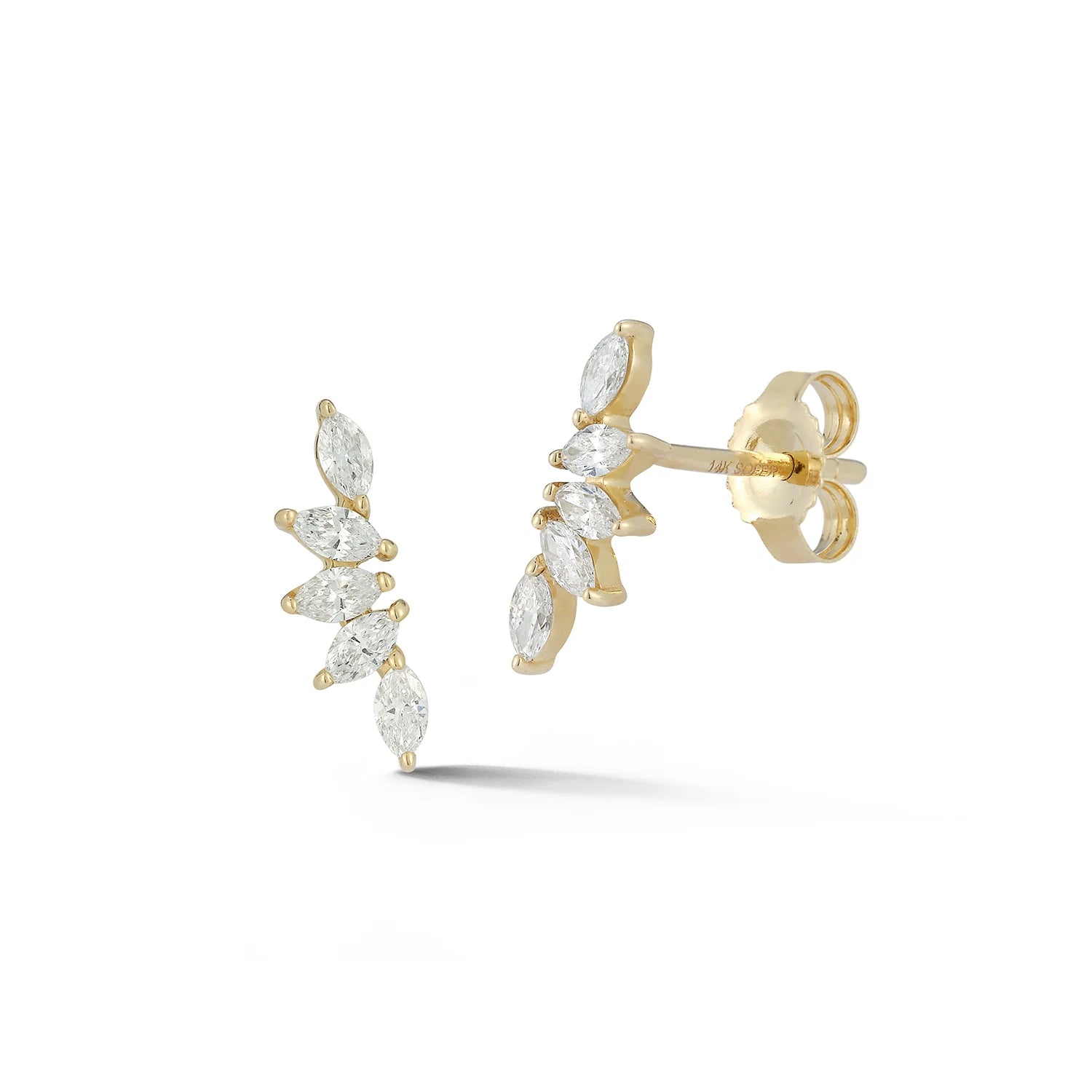 Diamond Climber Stud Earrings in 14K Yellow Gold