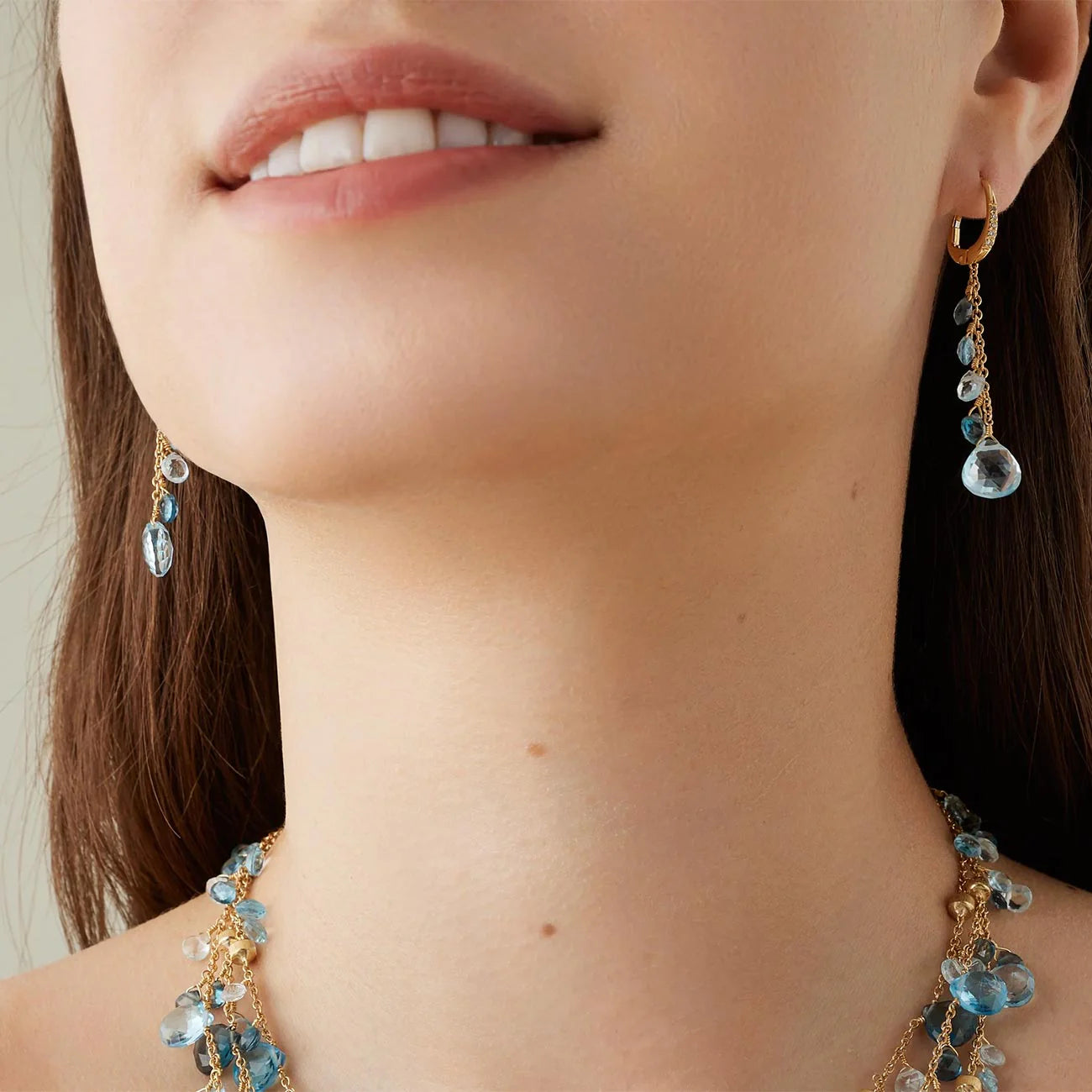 Marco Bicego Paradise Mixed Topaz Earrings in 18K Yellow Gold