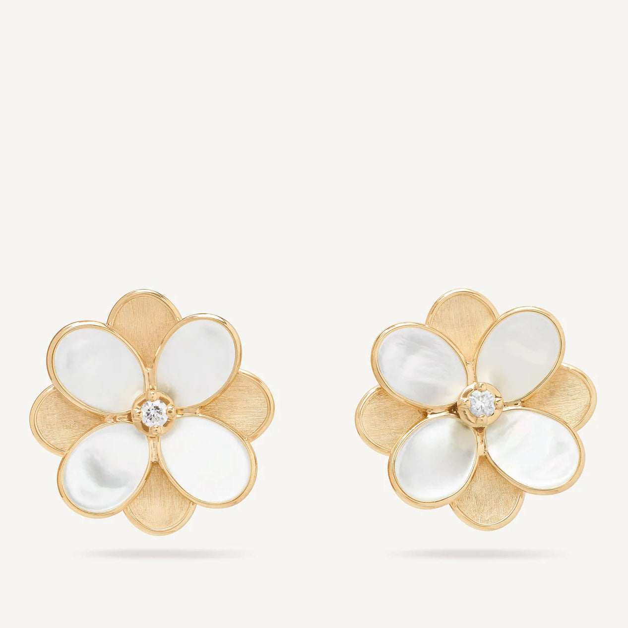 Marco Bicego Petali Mother of Pearl Flower Stud Earrings in 18K Yellow Gold