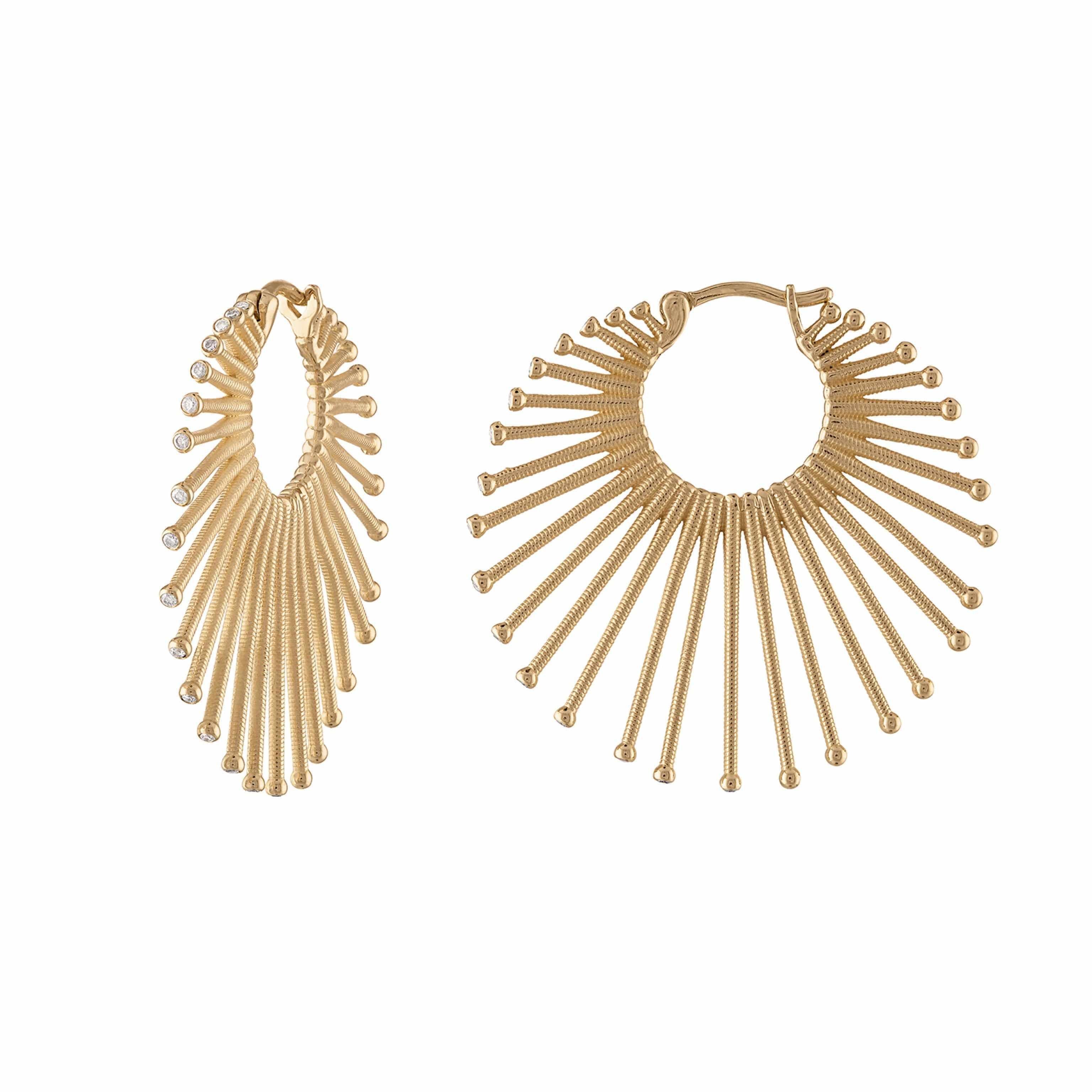 Eden Presley XL Roar Lion Diamond Hoops in 14K Yellow Gold