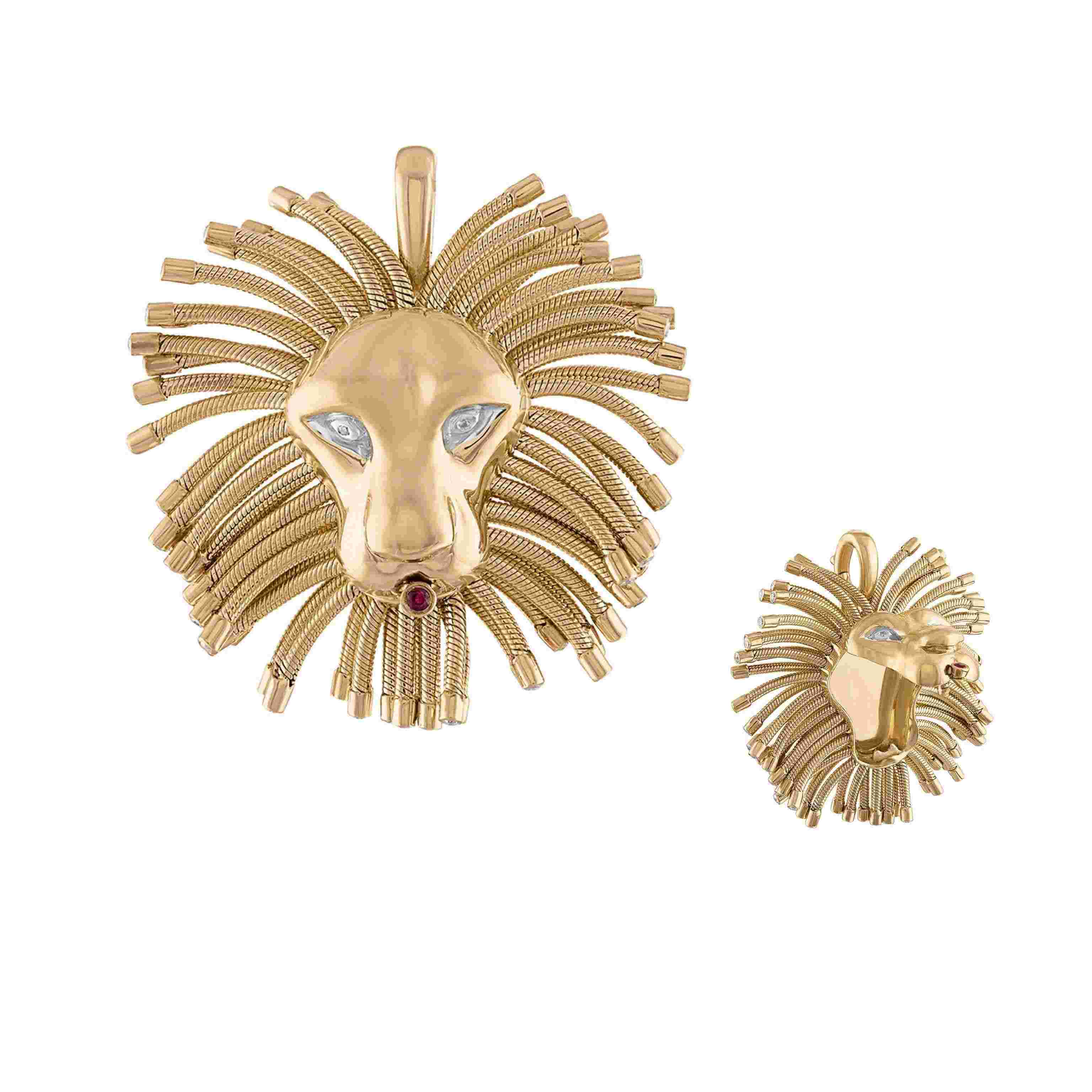 Eden Presley Roar Lion Diamond Ruby Locket in 14K Yellow Gold