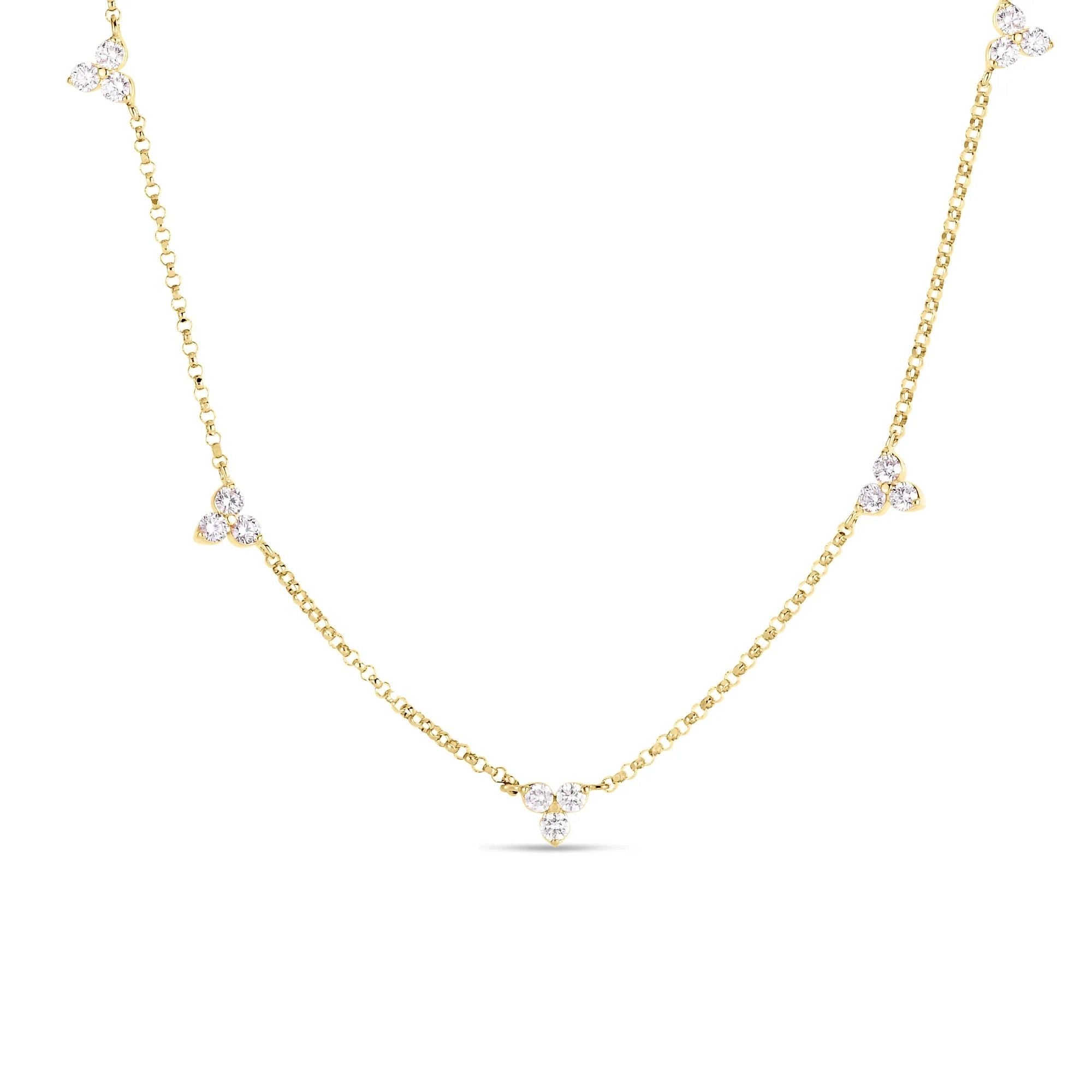 Roberto Coin Diamond Love by Yard 5 Station Necklace in 18K Yellow Gold, 18" Length
