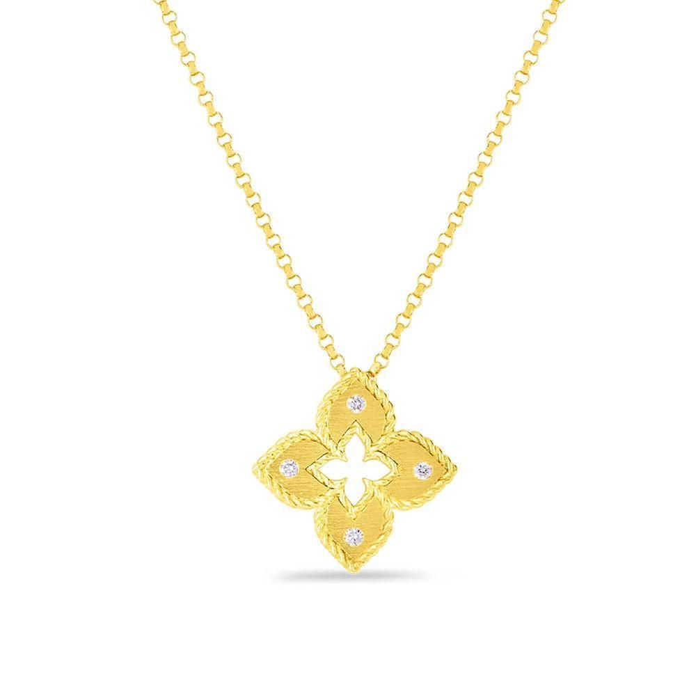 Roberto Coin Petite Venetian Princess Flower Necklace in 18K Yellow Gold, 18" Length