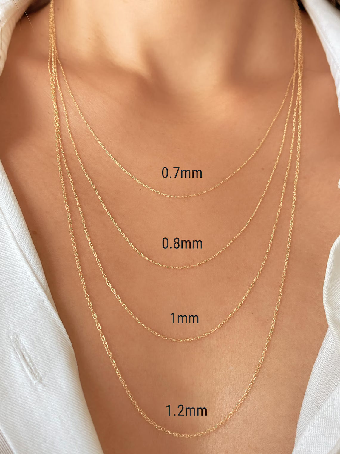 1.4MM Rope Chain Necklace in 14K White Gold, 18" Length