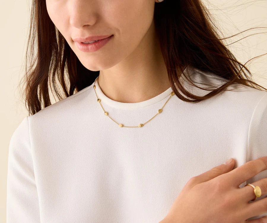 Marco Bicego Siviglia Small Bead Station Necklace in 18K Yellow Gold