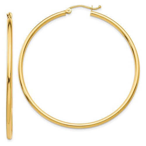 50MM Hollow Hoop Earrings in 14K Yellow Gold