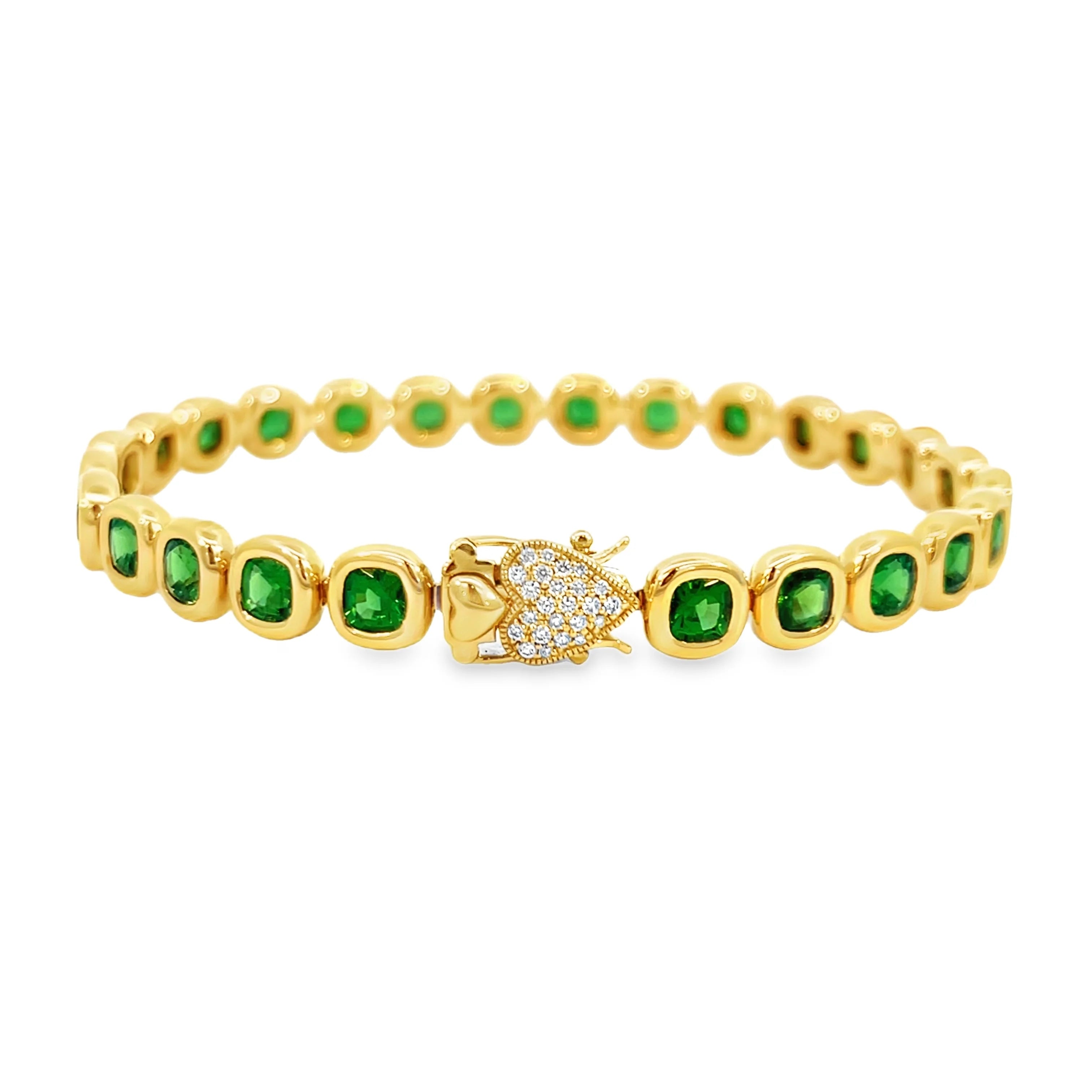 Erica Courtney Tsavorite Bezel Bracelet in 18K Yellow Gold