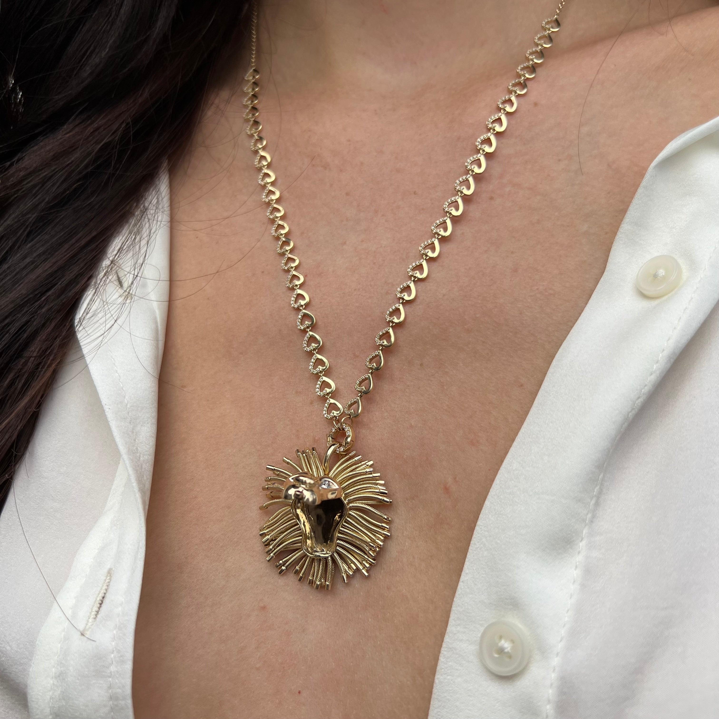 Eden Presley Roar Lion Diamond Ruby Locket in 14K Yellow Gold