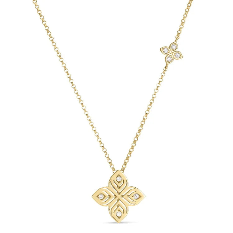 Roberto Coin Arabesque Station Necklace in 18K Yellow Gold