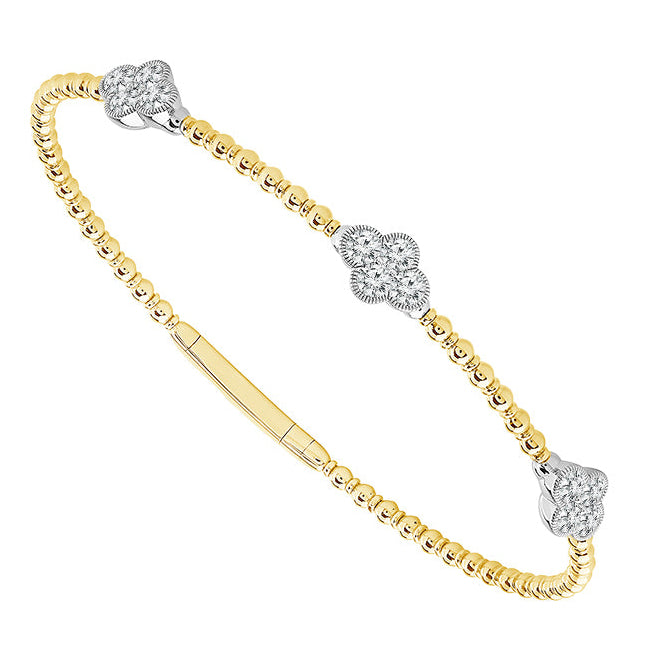 Diamond Clover Station Flex Bracelet in 14K Yellow Gold