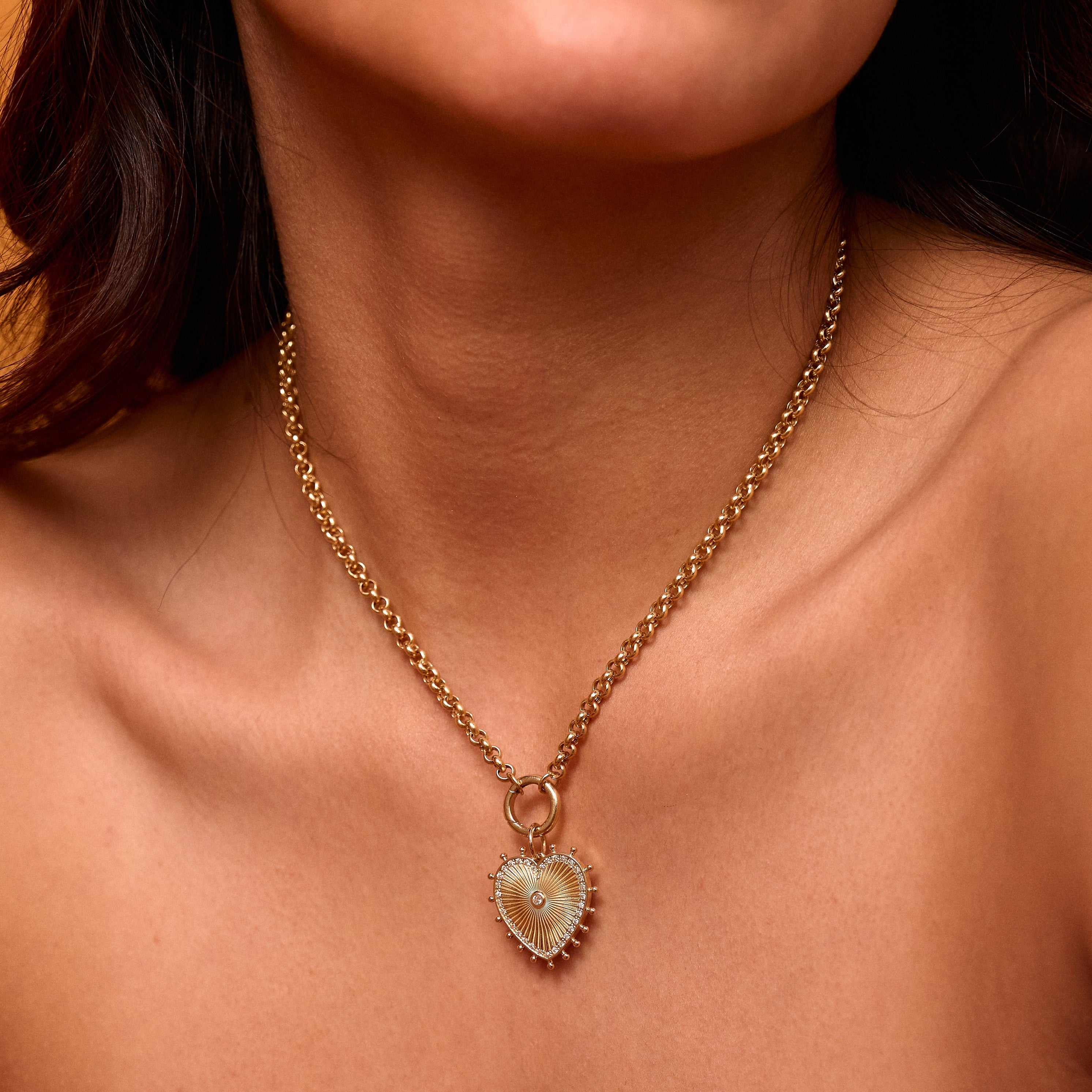 Lionheart Cassandane Small Diamond Heart Medallion in 18K Yellow Gold
