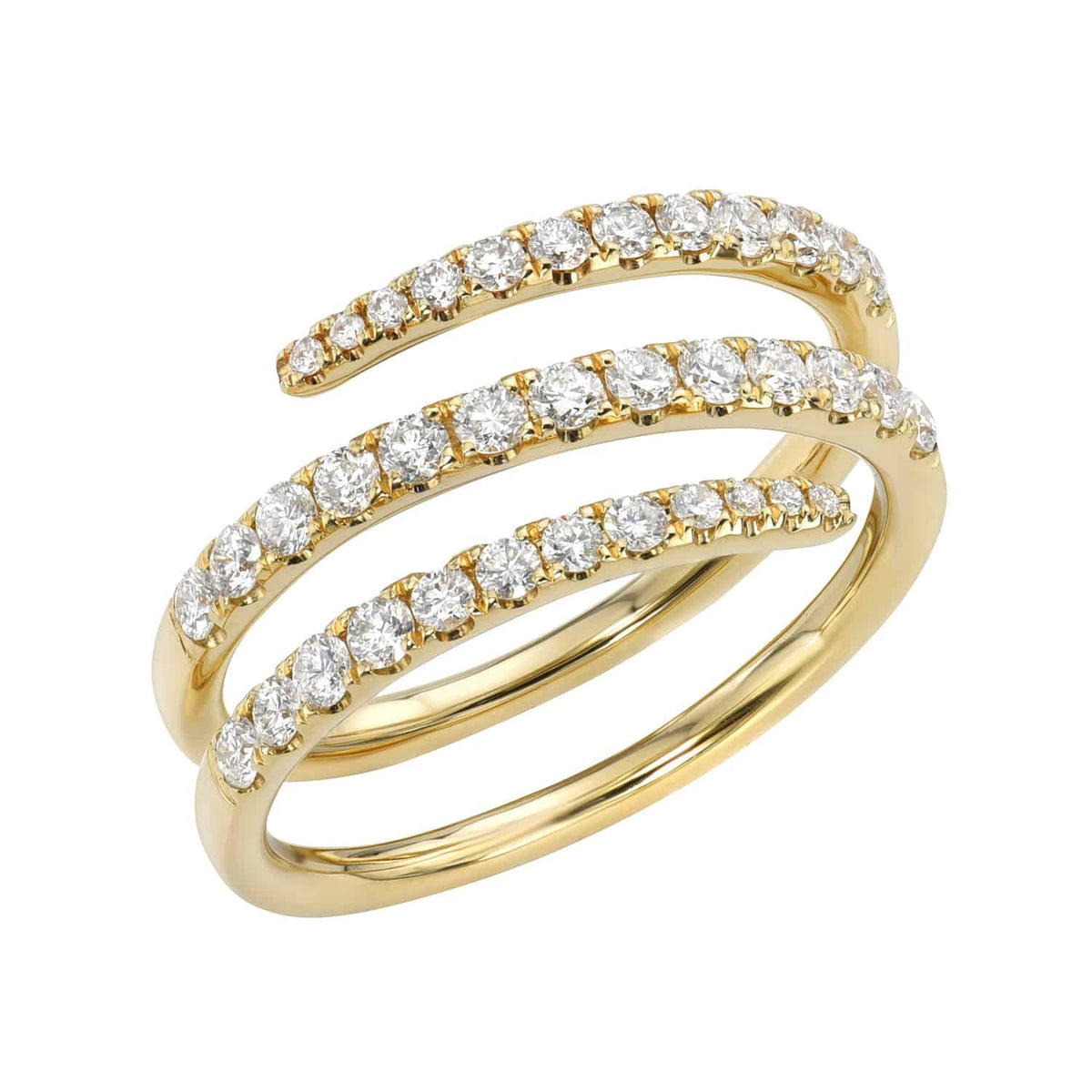 Multi-Row Diamond Swirl Ring in 14K Yellow Gold, Size 7