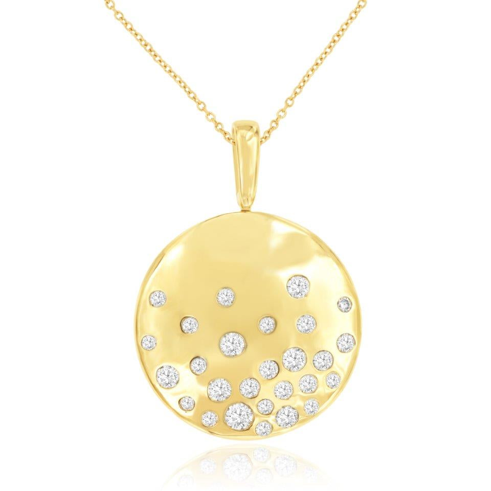 Diamond Pave Medallion Pendant Necklace in 14K Yellow Gold