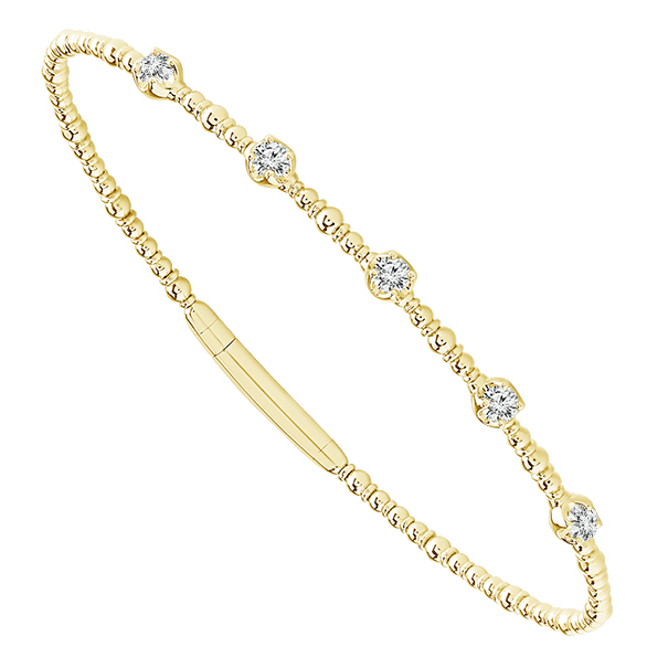 Round Diamond Station Flex Bracelet in 14K Yellow Gold