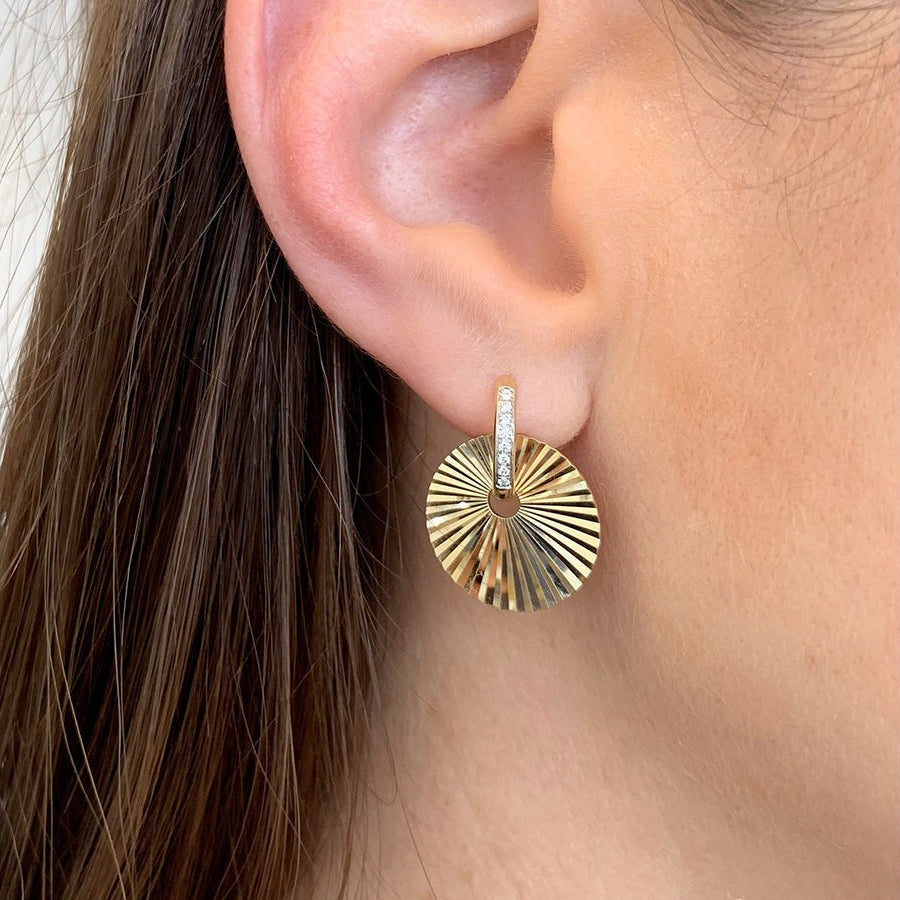 Phillips House Aura Huggie Disc Earrings in 14K Yellow Gold