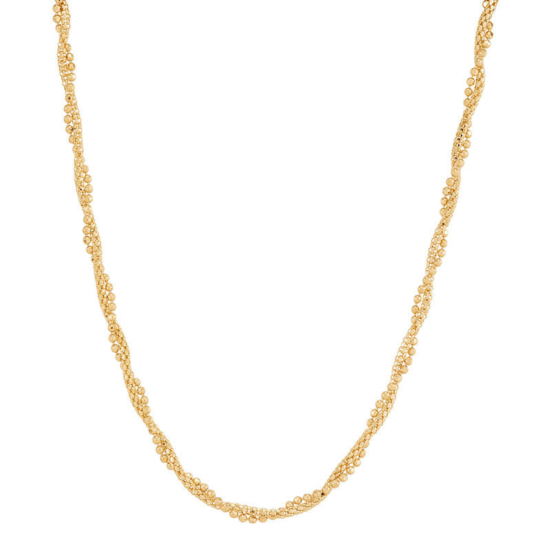Twisted Beaded Popcorn Chain Necklace in 14K Yellow Gold