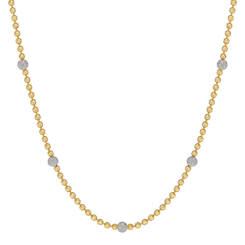 Diamond Dust Beaded Necklace in 14K Yellow Gold