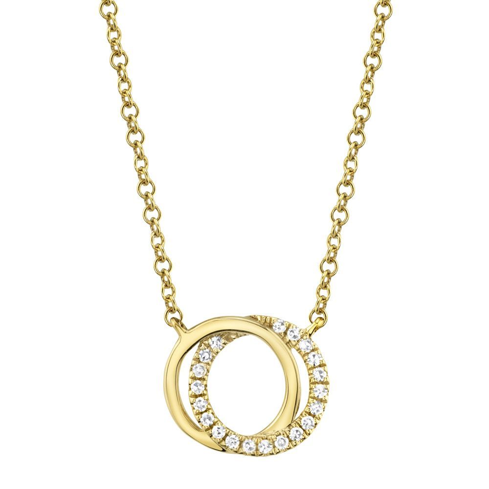 Interlocking Circles Diamond Pendant Necklace in 14K Yellow Gold