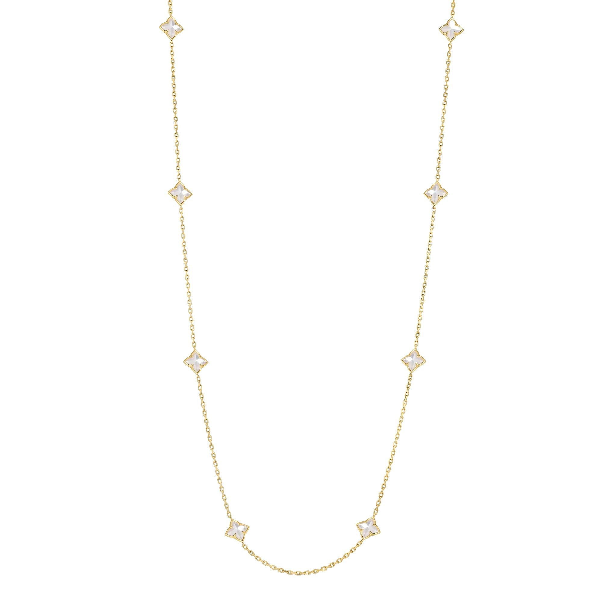 Roberto Coin Venetian Princess Mother of Pearl Station Necklace in 18K Yellow Gold