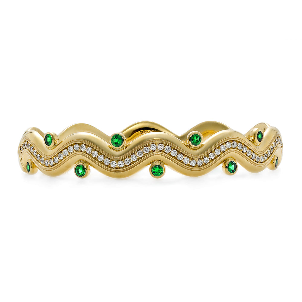 Mark Henry Emerald Riva Surge Bangle in 18K Yellow Gold