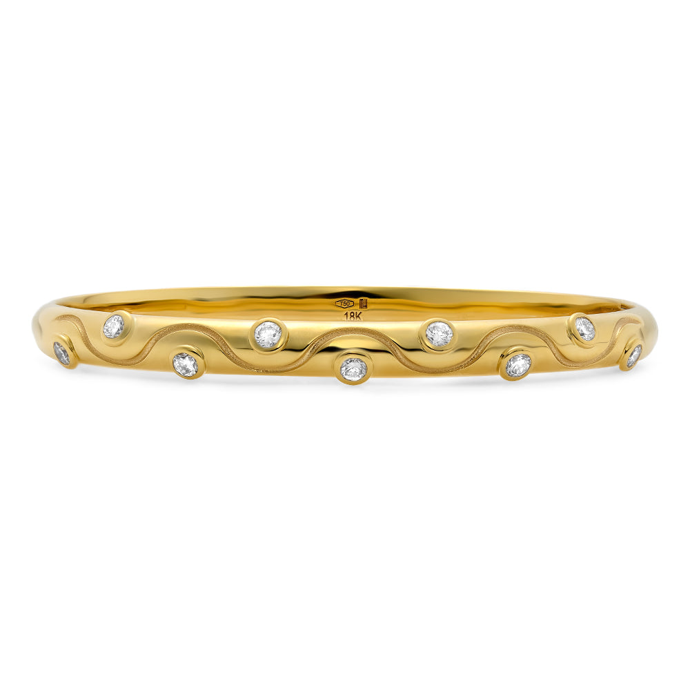 Mark Henry Diamond Riva Crest Bangle in 18K Yellow Gold
