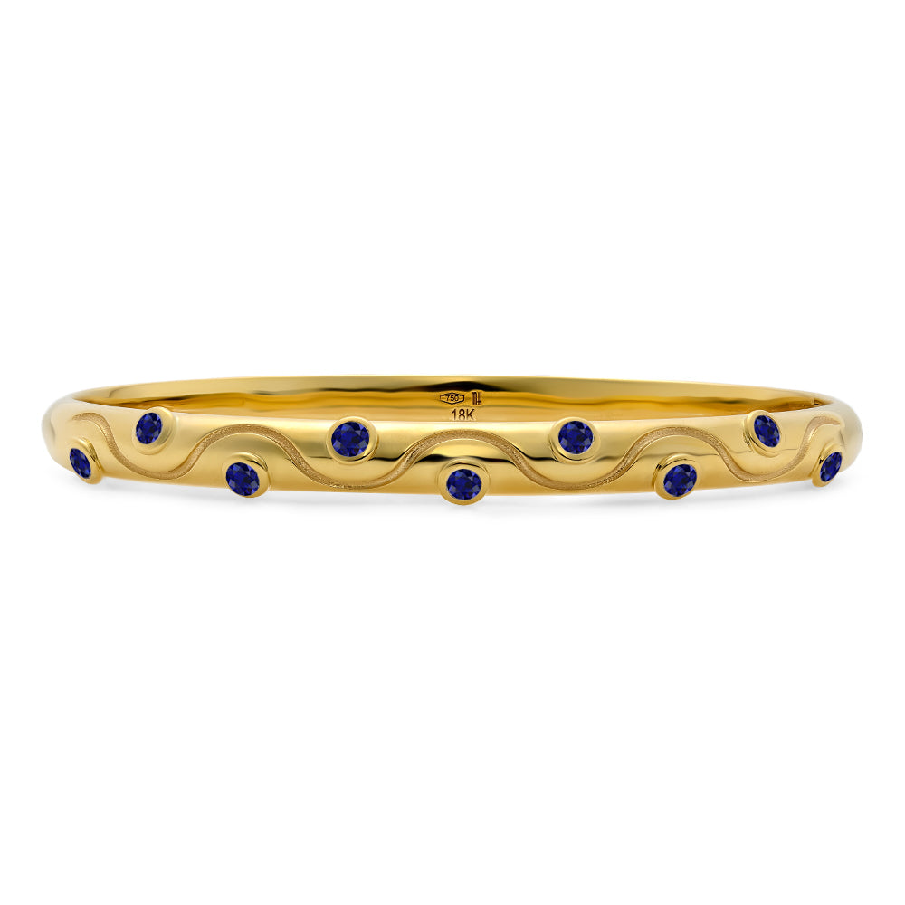 Mark Henry Sapphire Riva Crest Bangle in 18K Yellow Gold