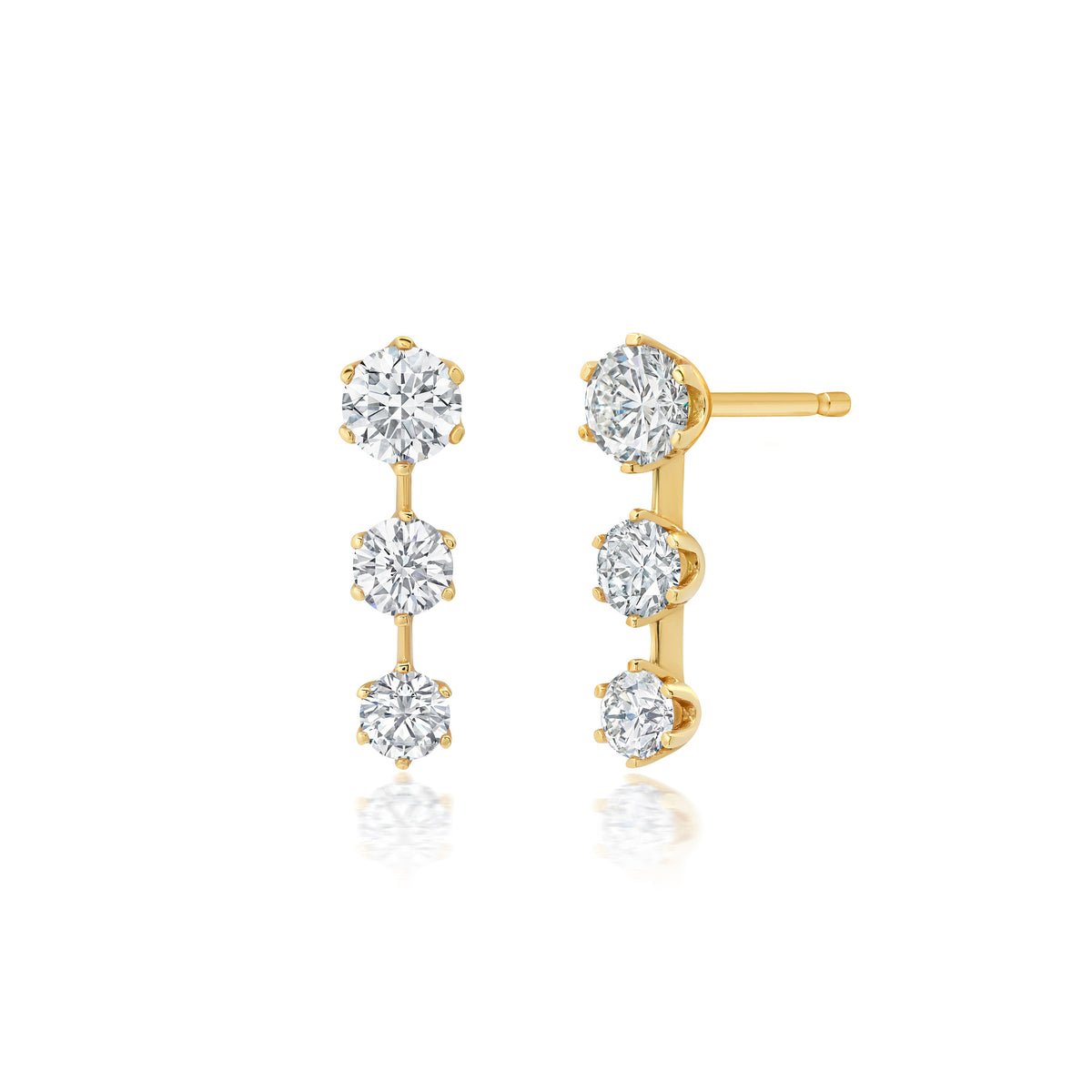 Graziela Triple Floating Diamond Earrings in 18K Yellow Gold