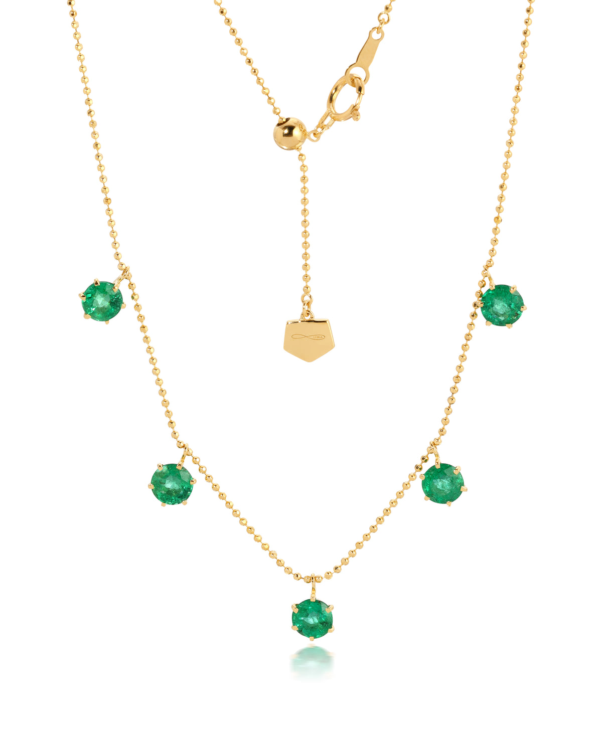 Graziela Large Floating Emerald Necklace in 18K Yellow Gold