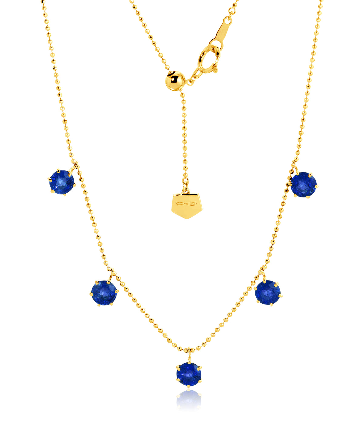 Graziela Large Floating Blue Sapphire Necklace in 18K Yellow Gold