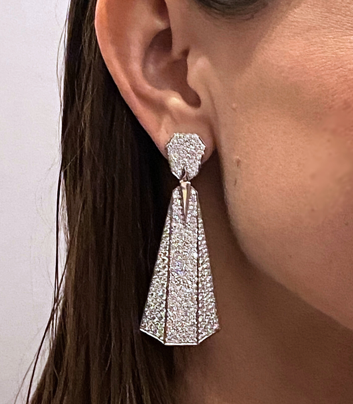 Arunashi Box Fold Diamond Earrings in 18K White Gold