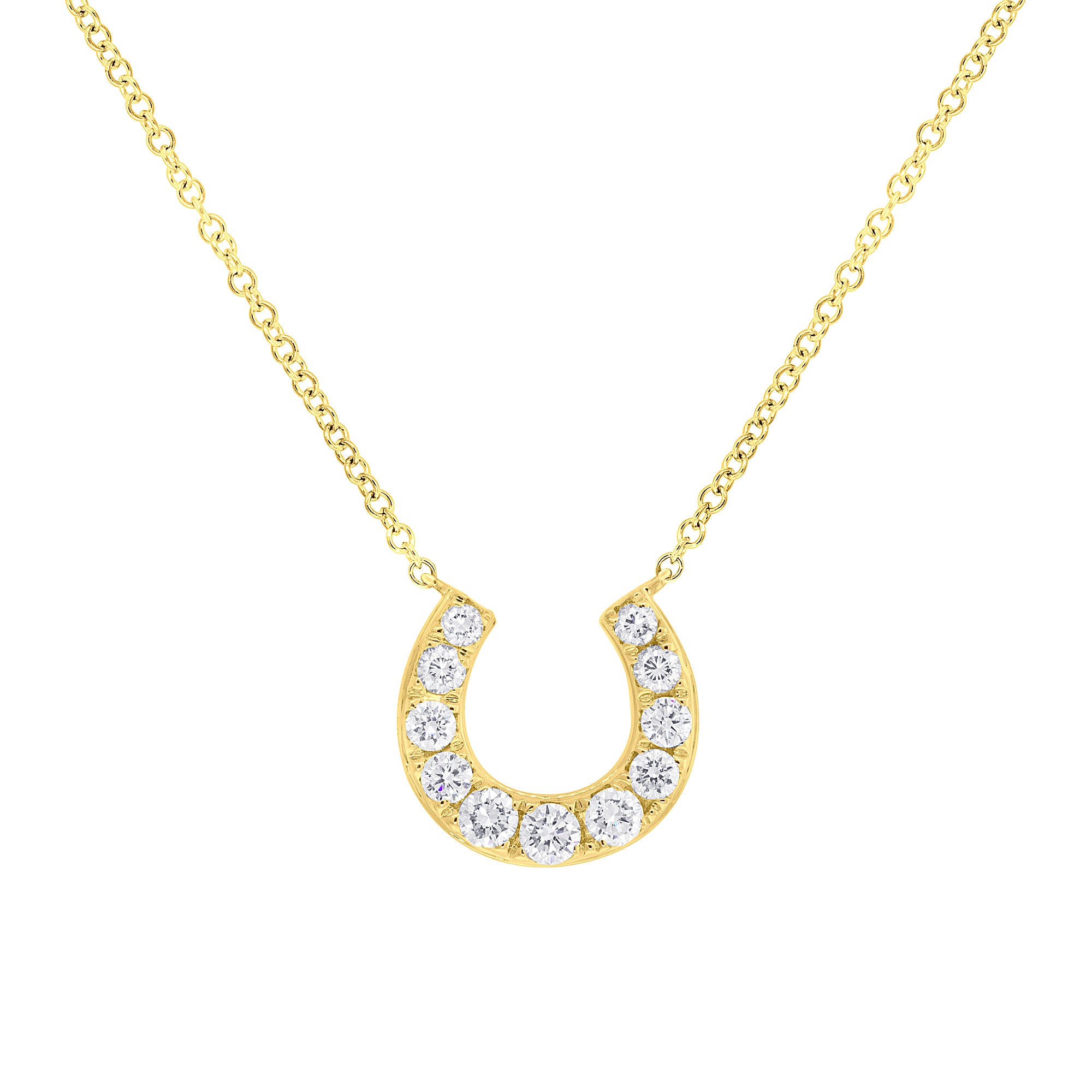 Diamond Horseshoe Pendant Necklace in 14K Yellow Gold