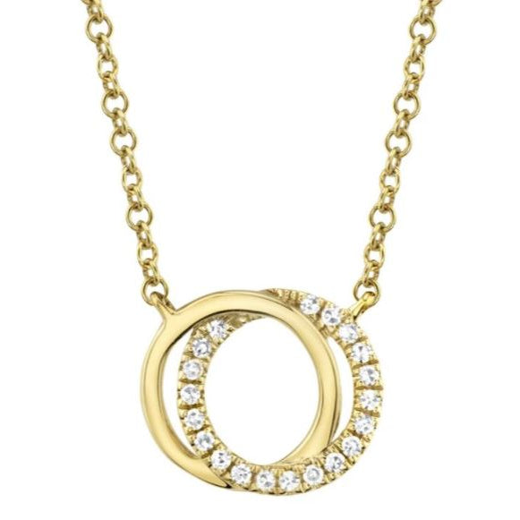 Interlocking Circles Diamond Pendant Necklace in 14K Yellow Gold