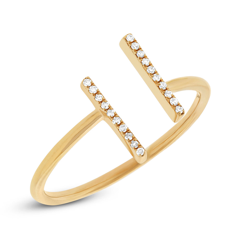 Diamond T-Bar Ring in 14K Yellow Gold, Size 8