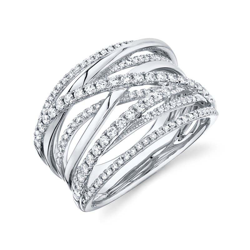 Embrace Crossover Diamond Ring in 14K White Gold, Size 7