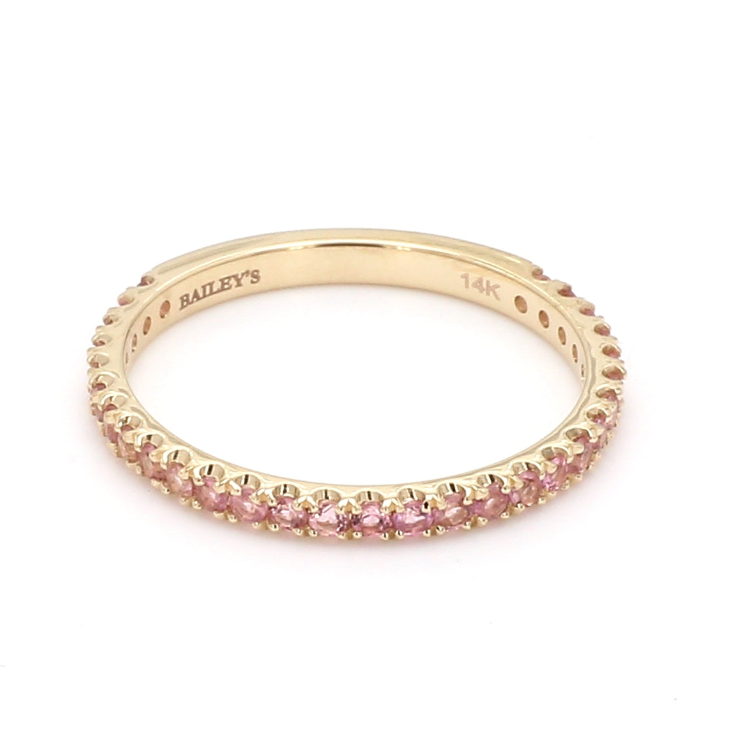 Pink Tourmaline Pave Ring in 14K Yellow Gold, Size 6.5