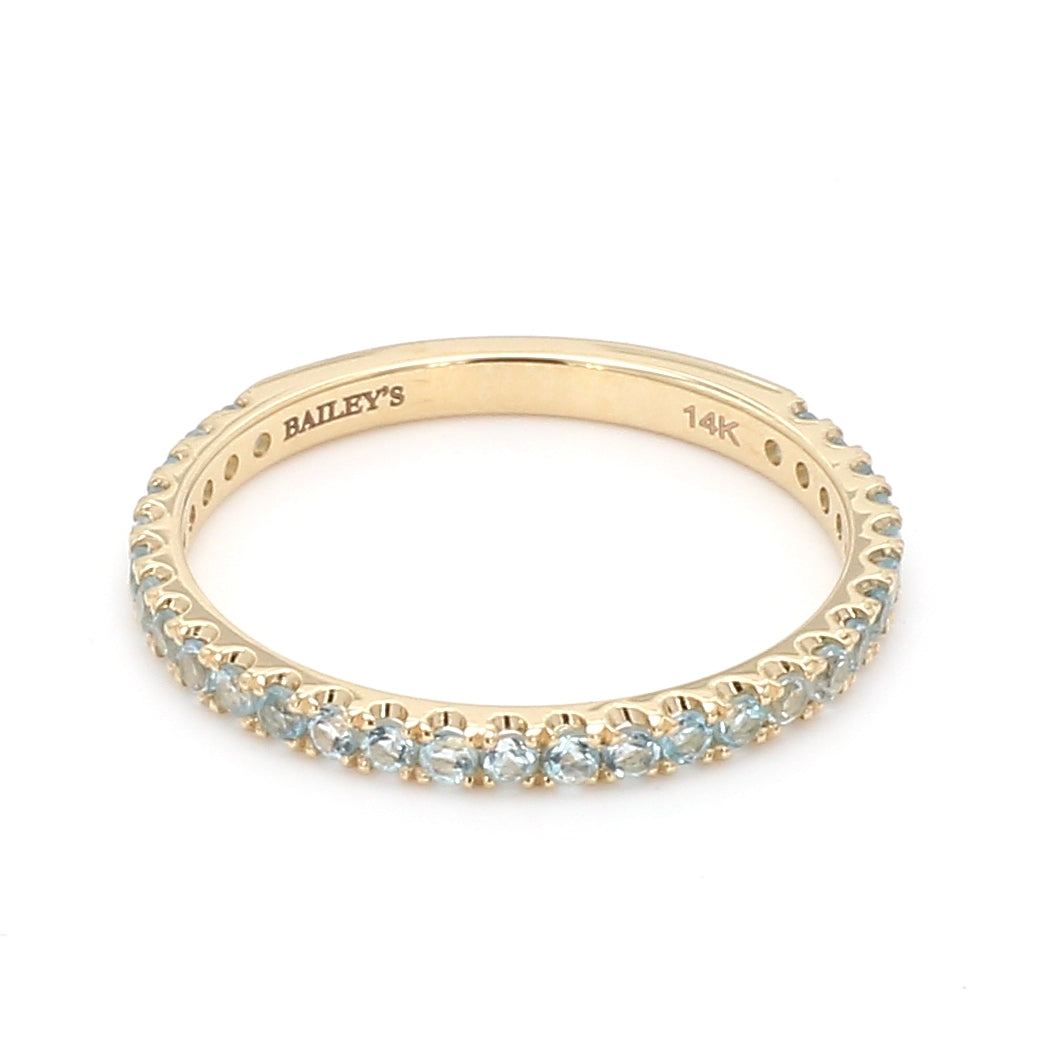 Blue Topaz Pave Ring in 14K Yellow Gold, Size 6.5