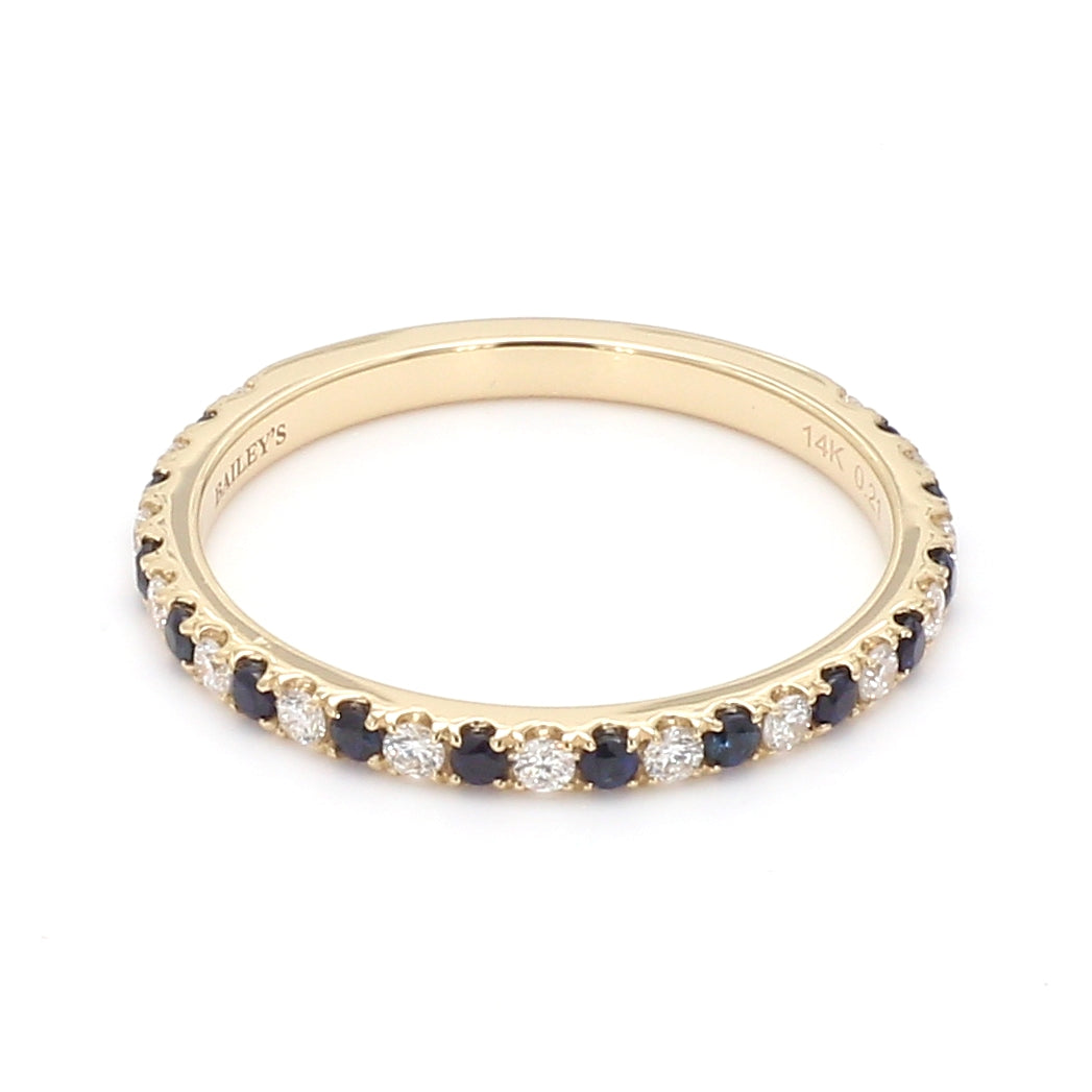 Alternating Sapphire Diamond Ring in 14K Yellow Gold, Size 6.5