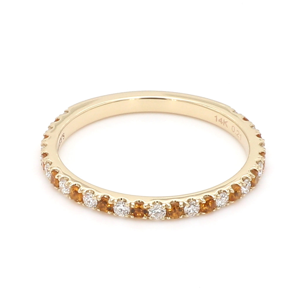 Alternating Citrine Diamond Ring in 14K Yellow Gold, Size 6.5