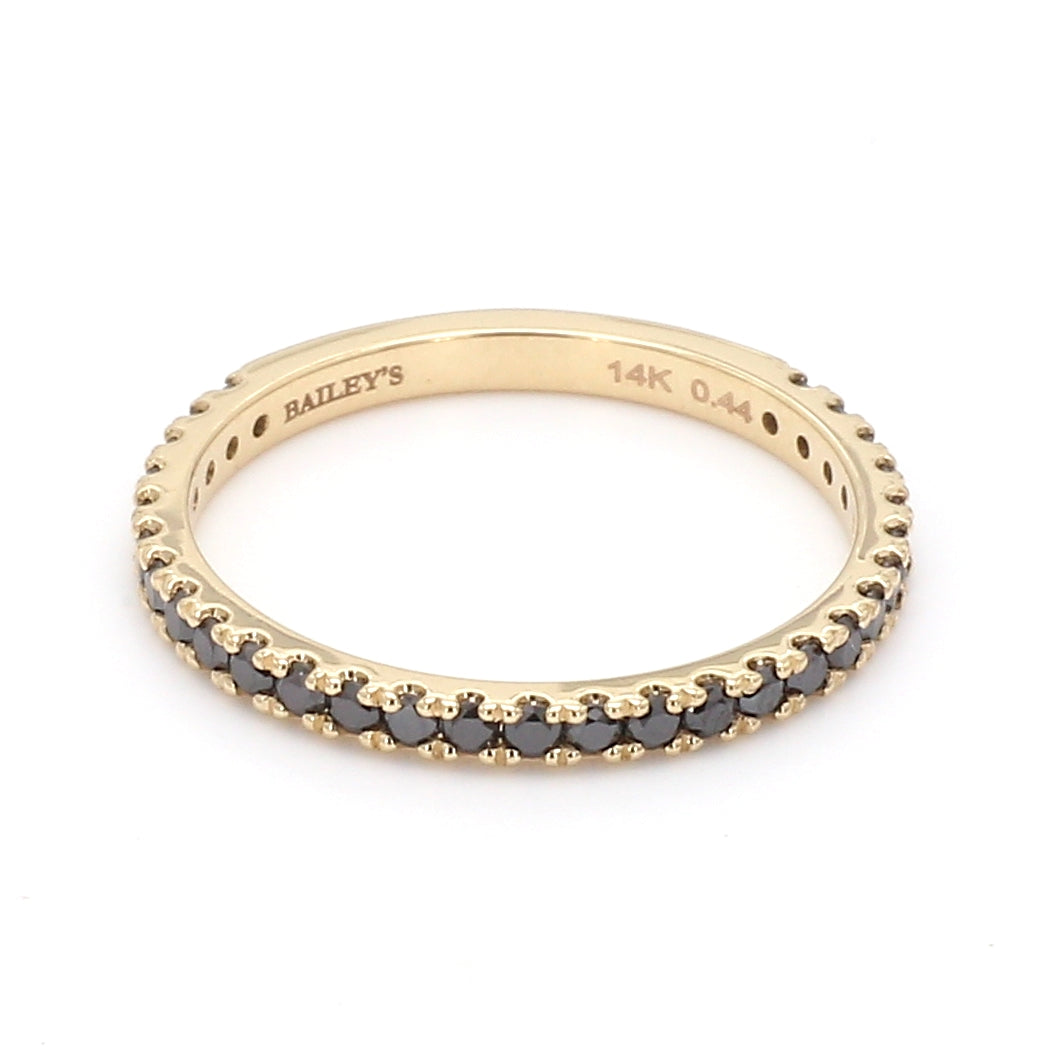Black Diamond Pave Ring in 14K Yellow Gold, Size 6.5